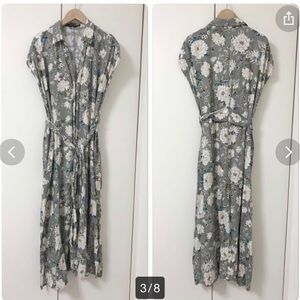 ZARA - Flower Pattern Maxi Dress w/ belt - Small